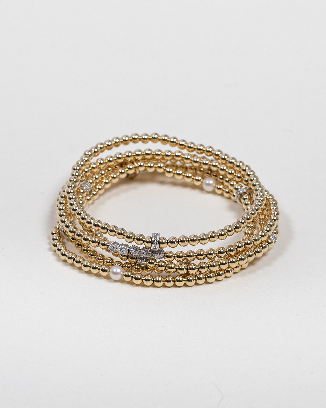 3mm Gold Bead Bracelet with Diamond Bar Bead Bracelets Zoe Lev Jewelry