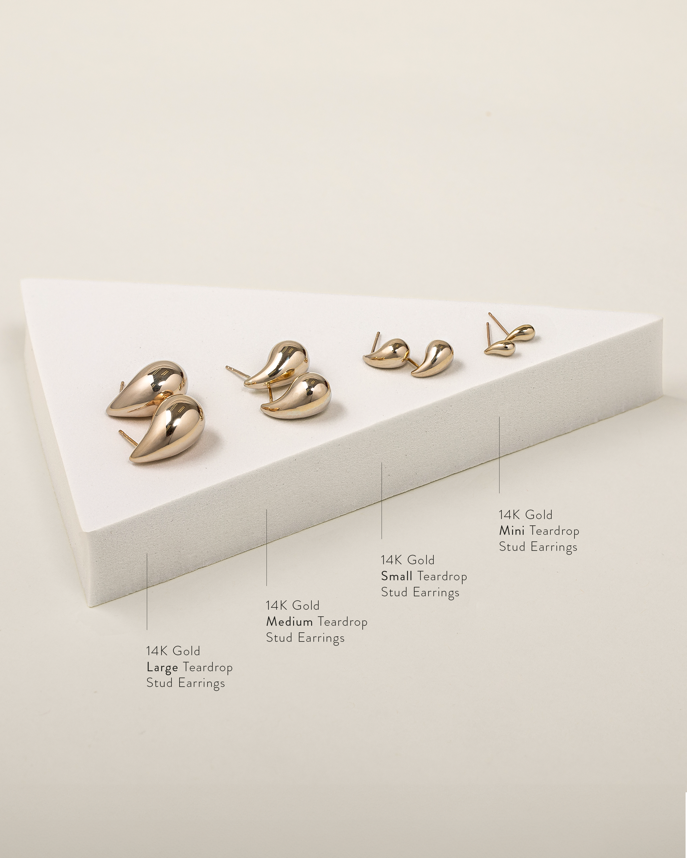 14K Gold Medium Teardrop Stud Earrings Studs Zoe Lev Jewelry