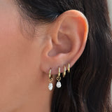 Floating Lab Diamond Marquise Huggie Charm Hoops & Huggies Zoe Lev Jewelry