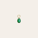 Floating Lab Emerald Pear Huggie Charm Hoops & Huggies Zoe Lev Jewelry