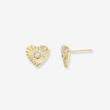 Diamond Fluted Heart Stud Earrings Studs Zoe Lev Jewelry