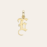 14k Gold Gothic Initial Pendant - 'E' SAMPLE SALE Zoe Lev Jewelry