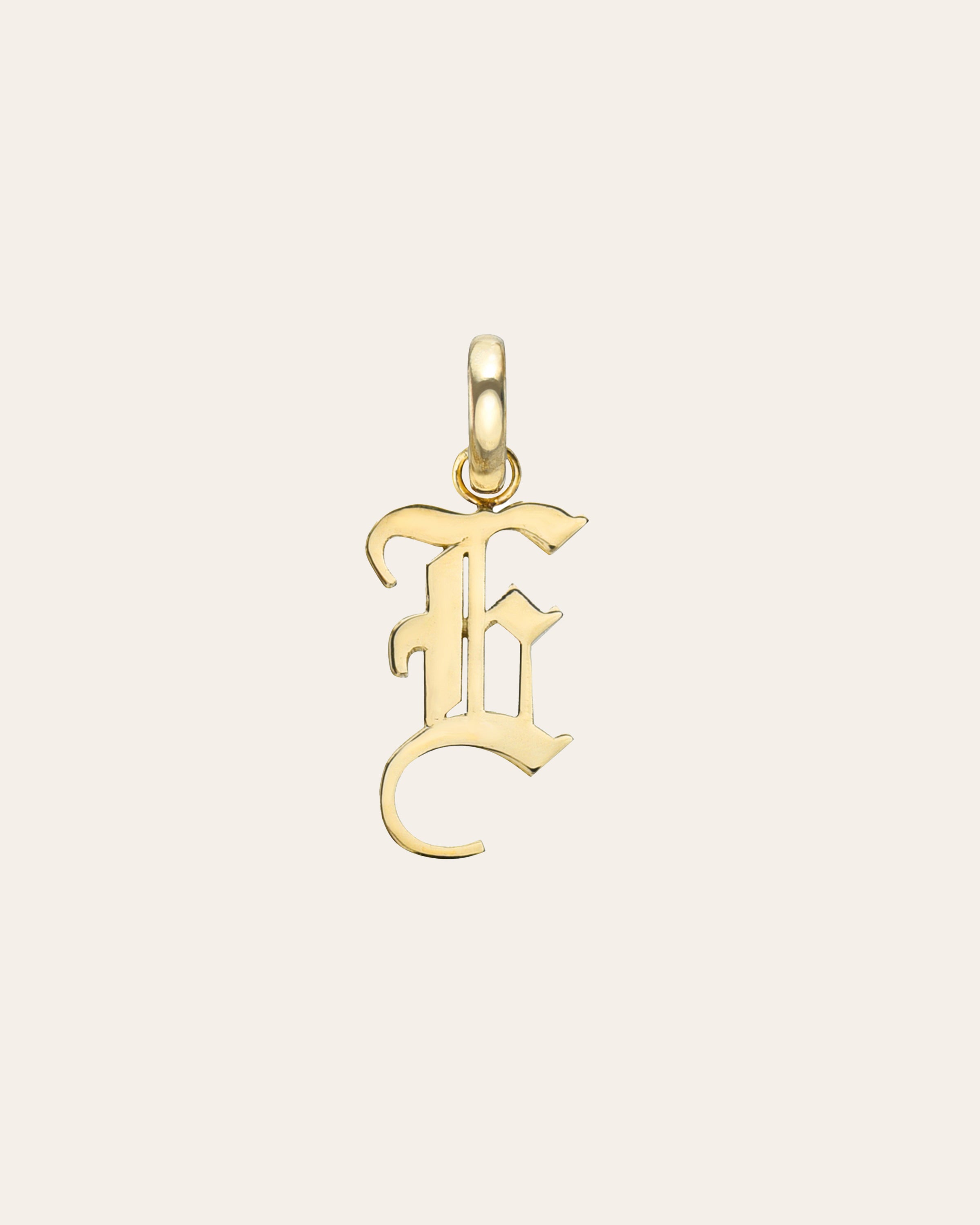 14k Gold Gothic Initial Pendant - 'E' SAMPLE SALE Zoe Lev Jewelry