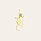 14k Gold Gothic Initial Pendant - 'L' SAMPLE SALE Zoe Lev Jewelry