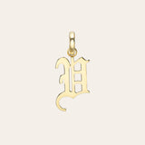 14k Gold Gothic Initial Pendant - 'U' SAMPLE SALE Zoe Lev Jewelry