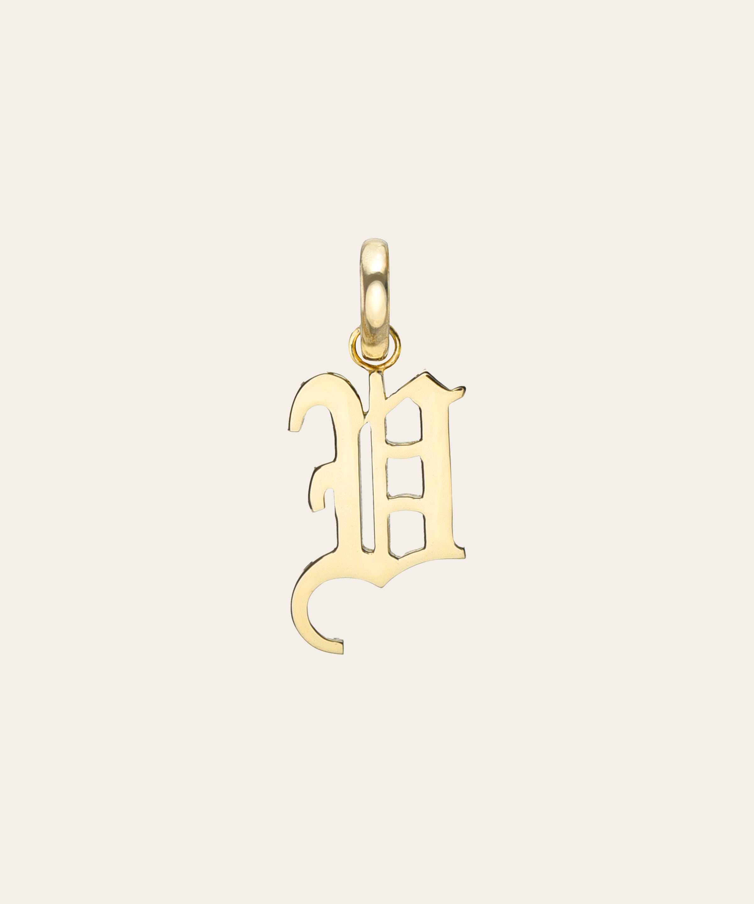 14k Gold Gothic Initial Pendant - 'U' SAMPLE SALE Zoe Lev Jewelry