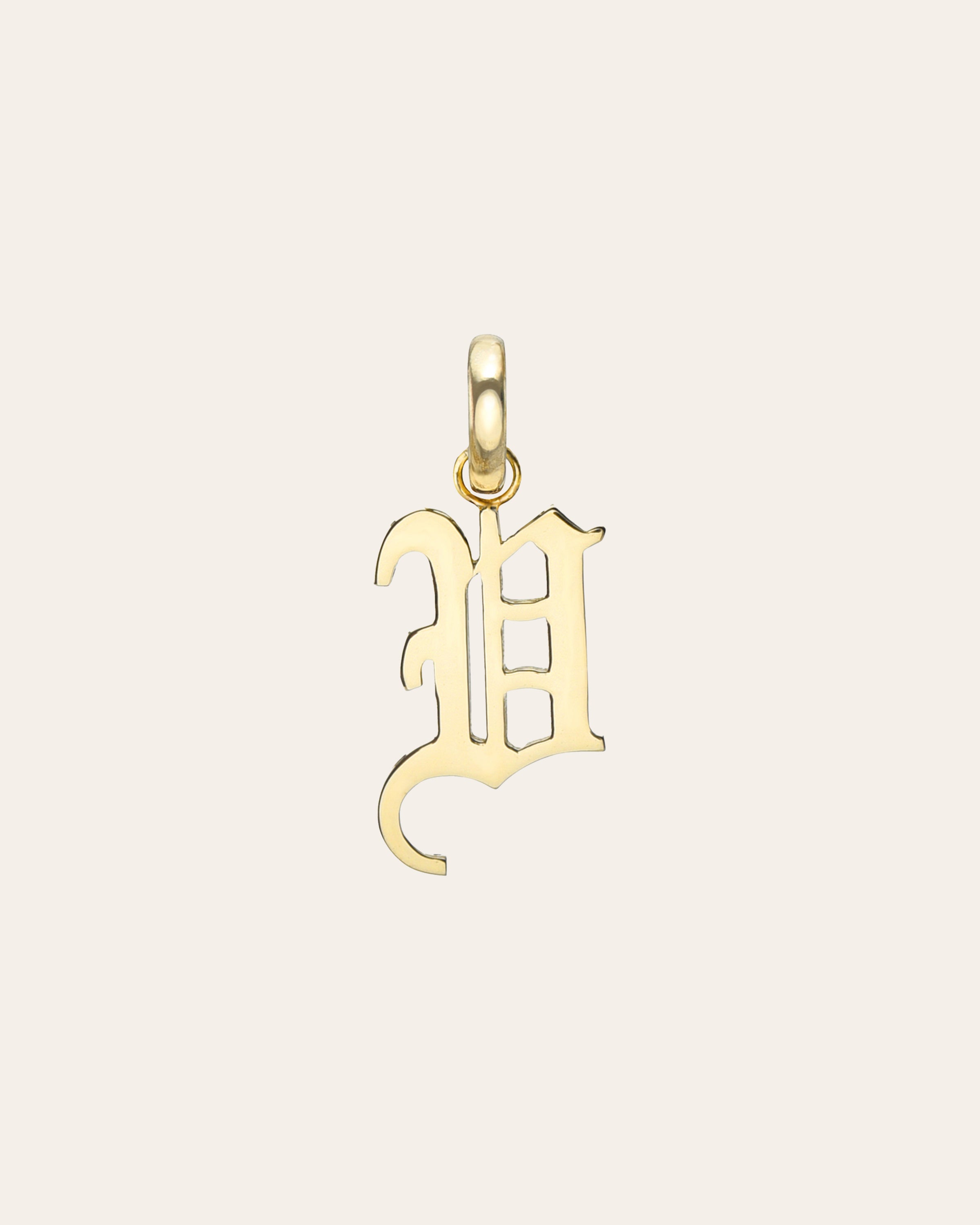 14k Gold Gothic Initial Pendant - 'U' SAMPLE SALE Zoe Lev Jewelry