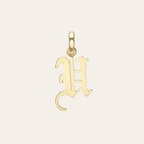 14k Gold Gothic Initial Pendant - 'V' SAMPLE SALE Zoe Lev Jewelry