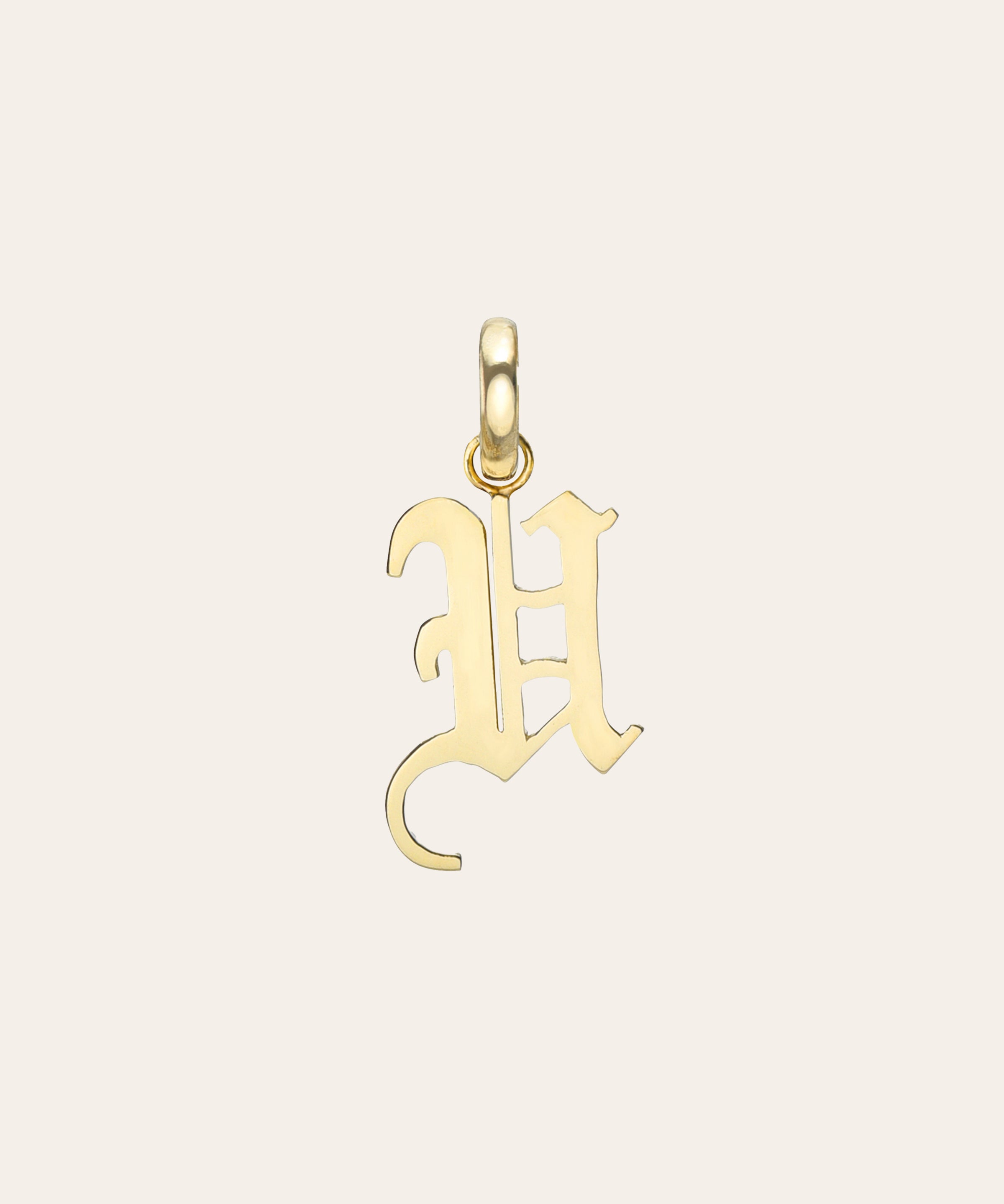 14k Gold Gothic Initial Pendant - 'V' SAMPLE SALE Zoe Lev Jewelry