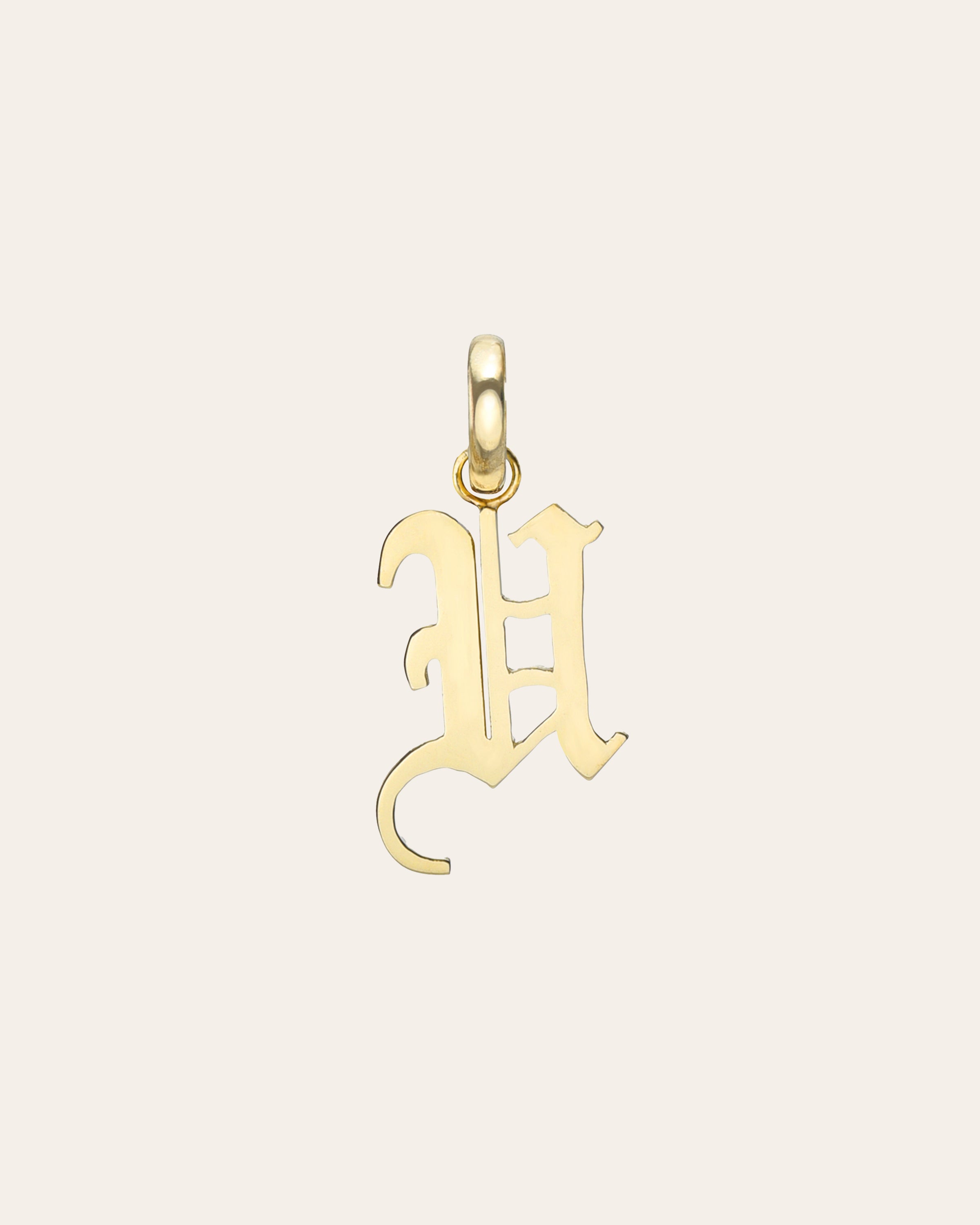 14k Gold Gothic Initial Pendant - 'V' SAMPLE SALE Zoe Lev Jewelry