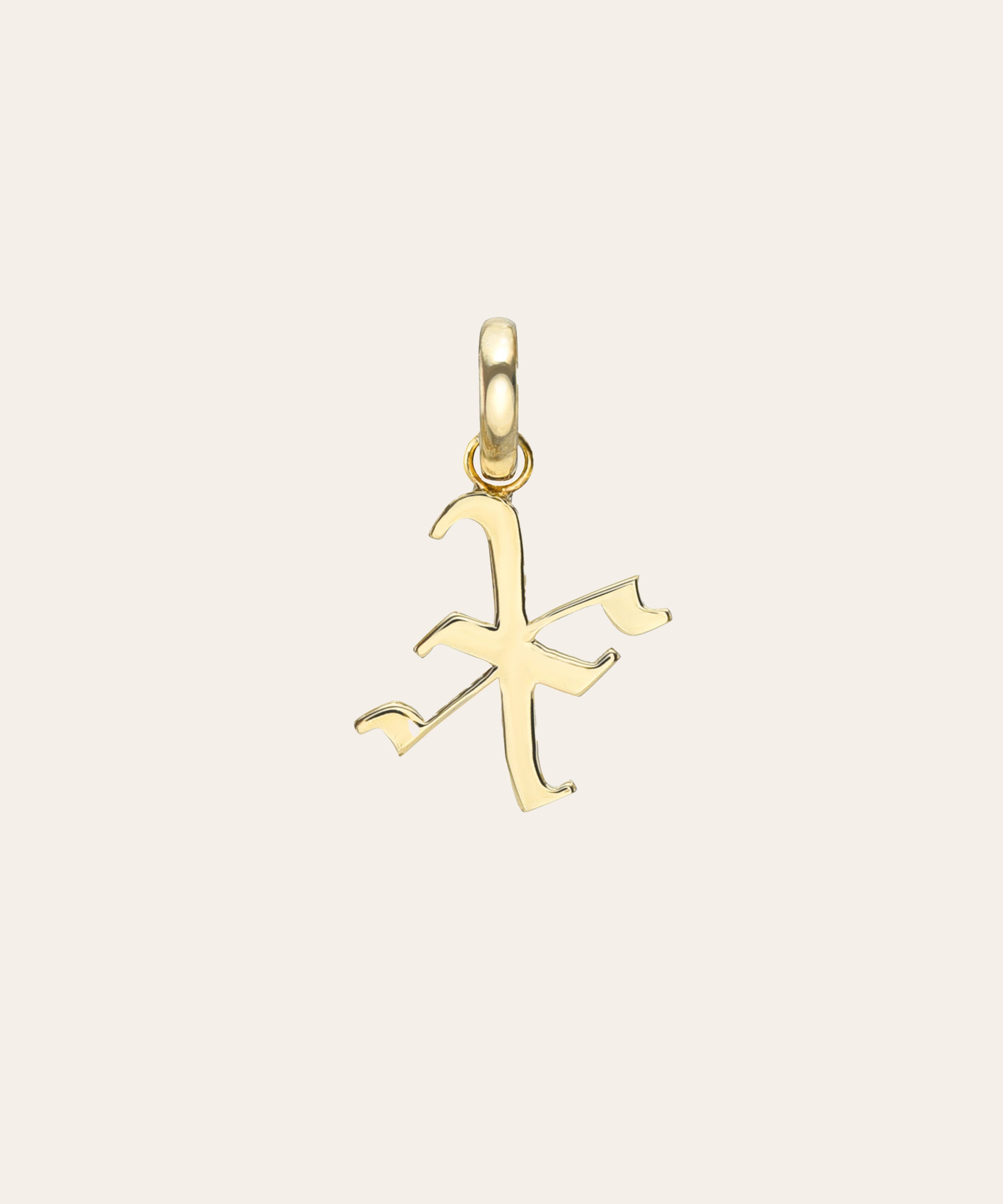 14k Gold Gothic Initial Pendant - 'X' SAMPLE SALE Zoe Lev Jewelry