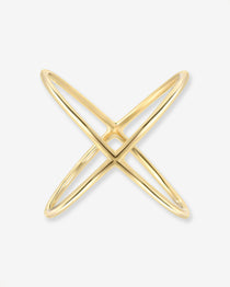 14k Gold Large X Ring Zoe Lev Jewelry