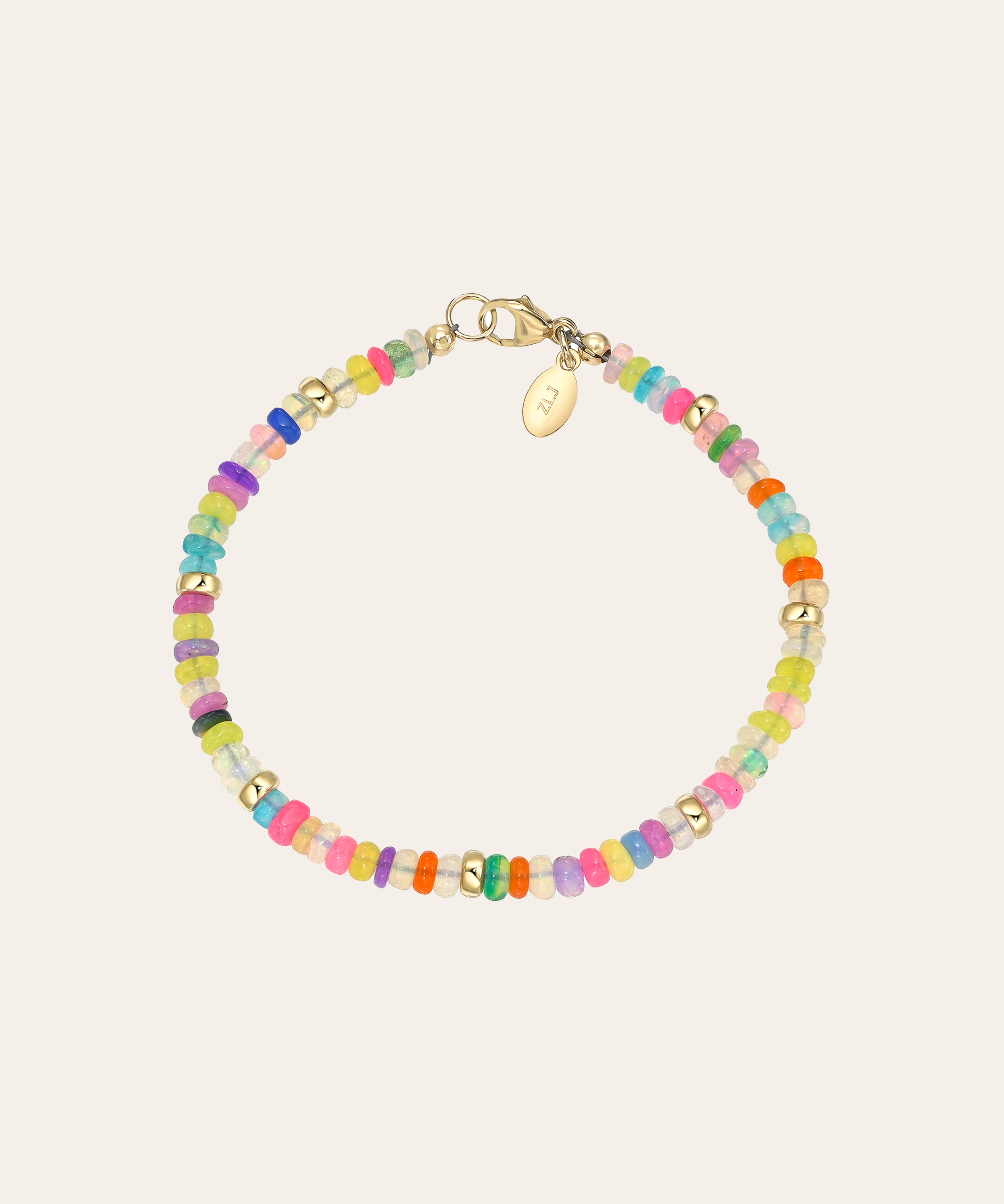 14k Gold Rainbow Opal Segment Bracelet Bead Bracelets Zoe Lev Jewelry