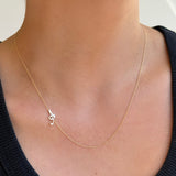 14k Gold Script Initial Asymmetrical Necklace Personalized Zoe Lev Jewelry