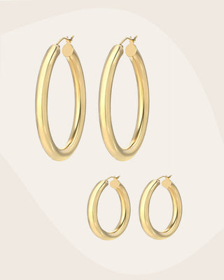 Gold Vermeil Thick Hoops Set