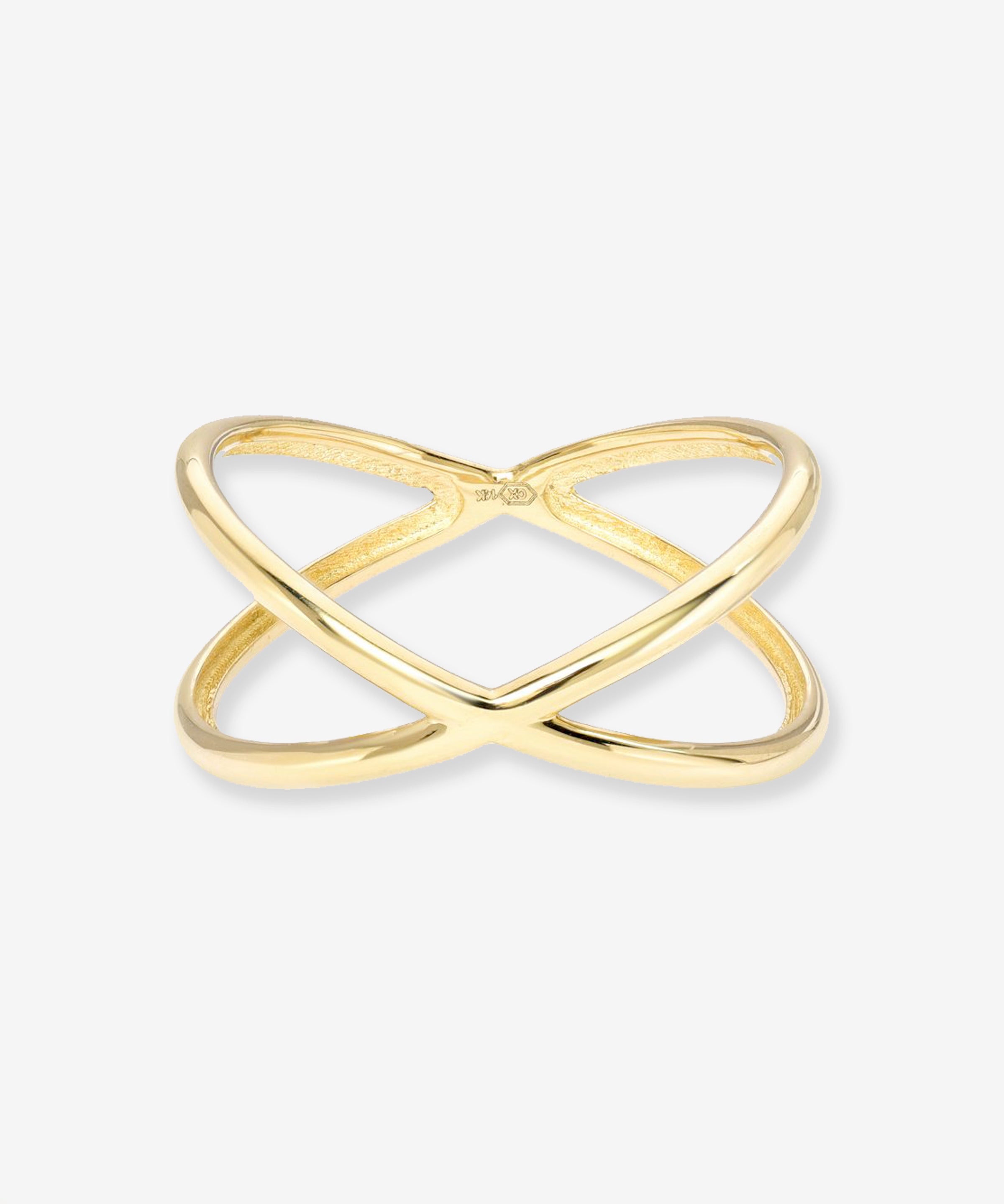 14k Gold X Ring Zoe Lev Jewelry