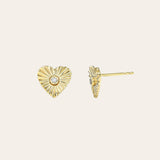 Diamond Pleated Heart Stud Earrings Studs Zoe Lev Jewelry