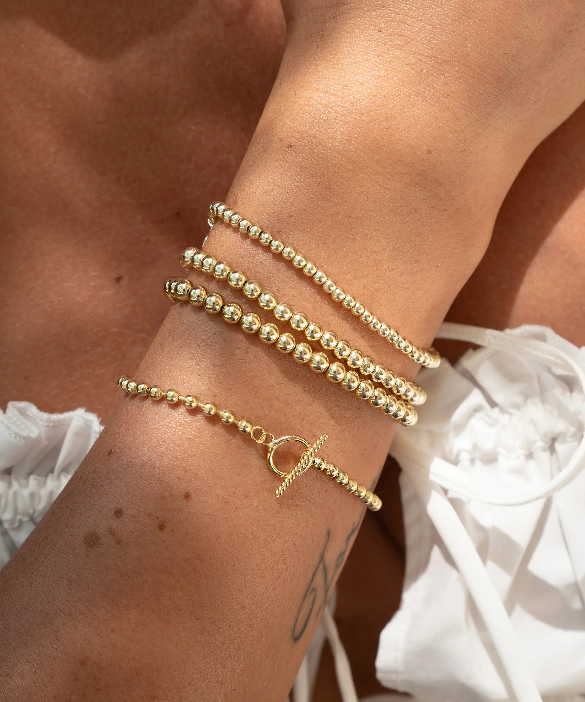 3mm Toggle Bead Bracelet Vermeil Zoe Lev Jewelry