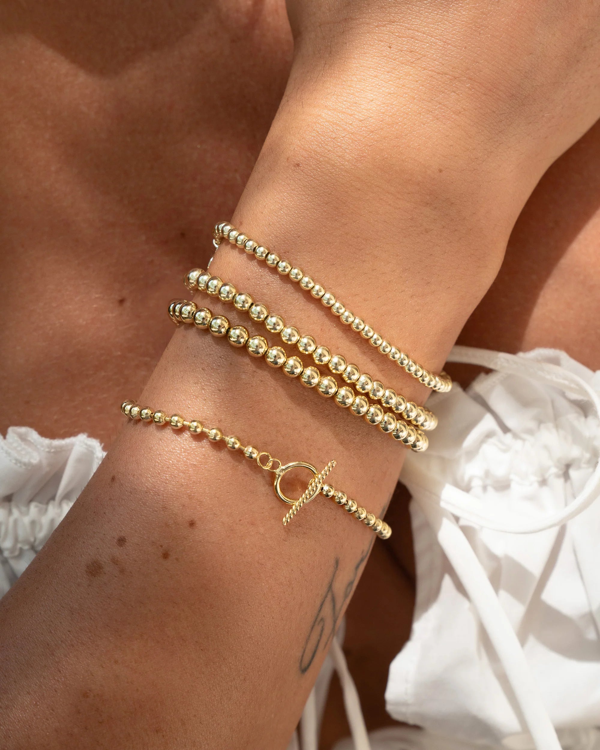 3mm Toggle Bead Bracelet Vermeil Zoe Lev Jewelry