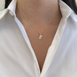 14K Gold Lowercase Gothic Initial Pendant Personalized Zoe Lev Jewelry