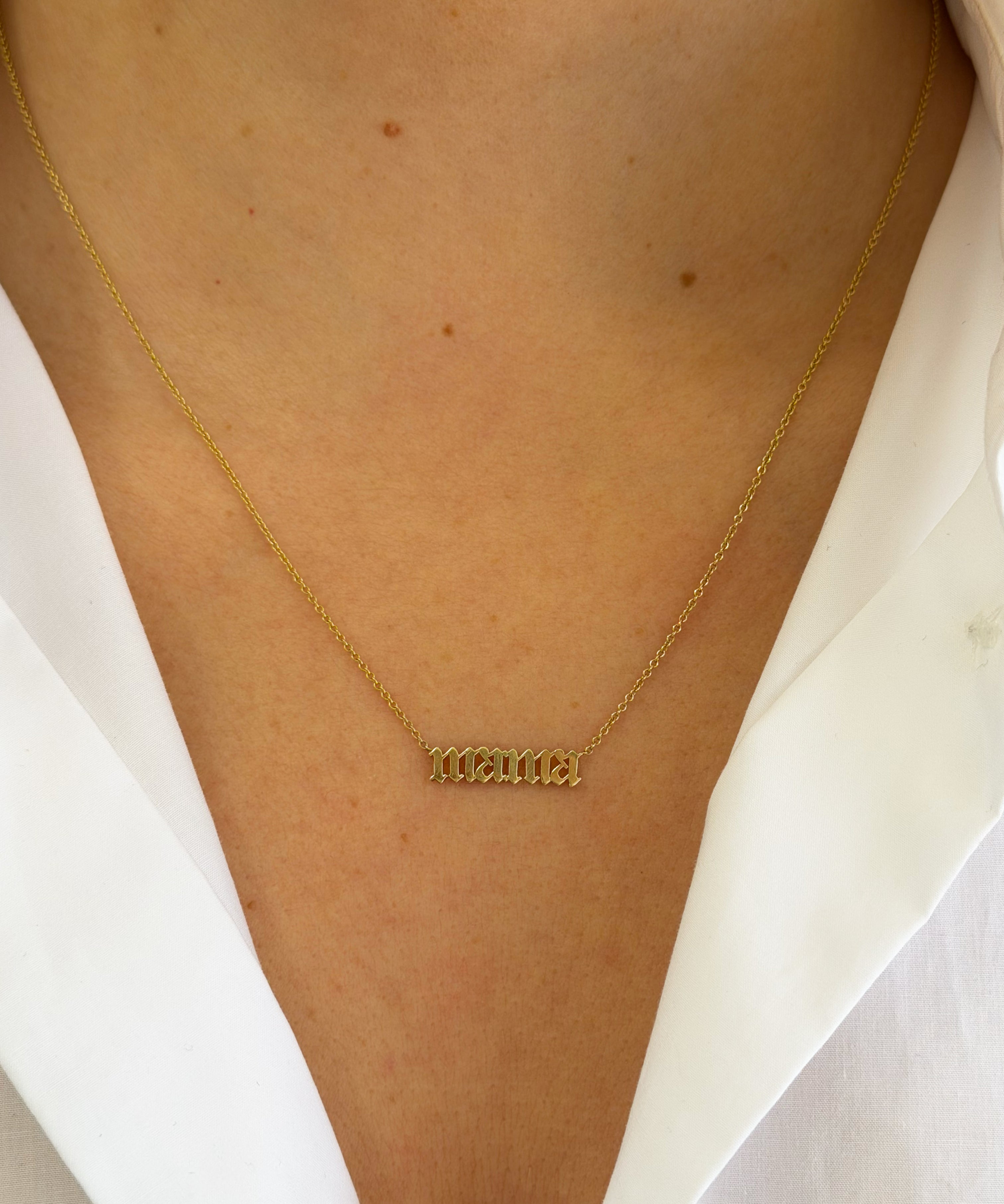 14k Gold Gothic 'mama' Necklace - 16"-18" SAMPLE SALE Zoe Lev Jewelry