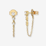 Gradient Diamond Stud Chain Earrings Zoe Lev Jewelry