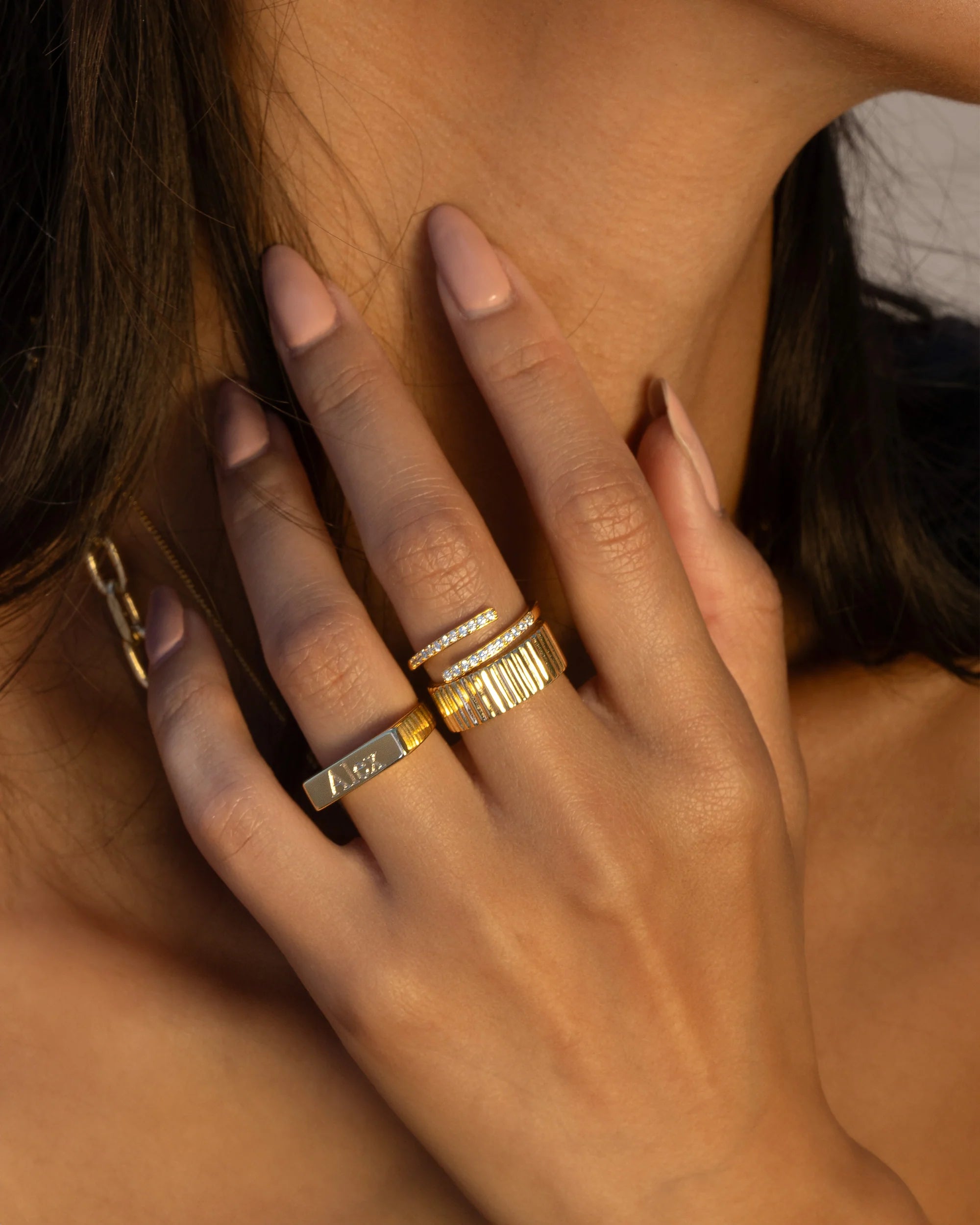 Large Ribbed Ring Vermeil Zoe Lev Jewelry