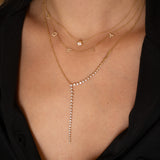 14k 4 Prong Half Diamond Tennis Lariat Tennis Necklace Zoe Lev Jewelry