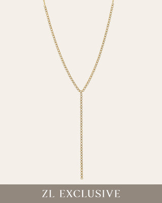 Half Diamond Tennis Lariat Necklace