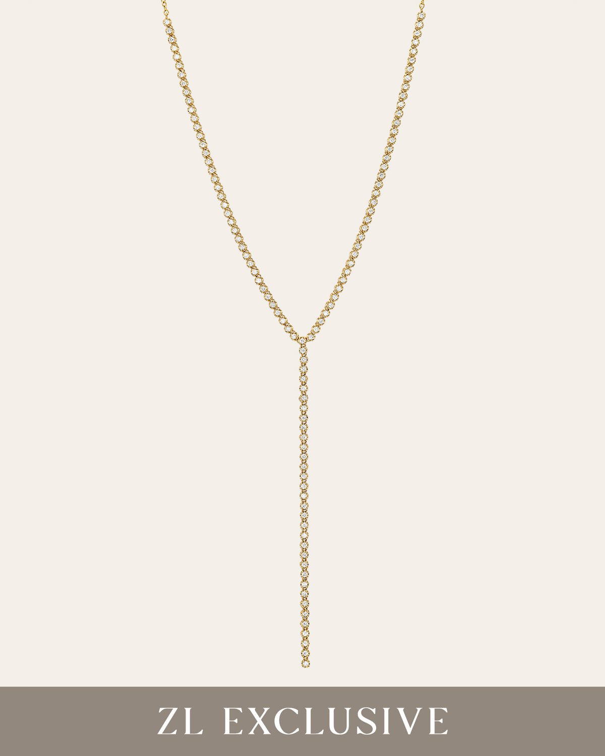 Half Diamond Tennis Lariat Necklace