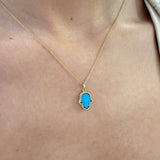Turquoise Inlay Hamsa Pendant SAMPLE SALE Zoe Lev Jewelry
