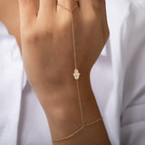 14K Gold Diamond Hamsa Hand Chain