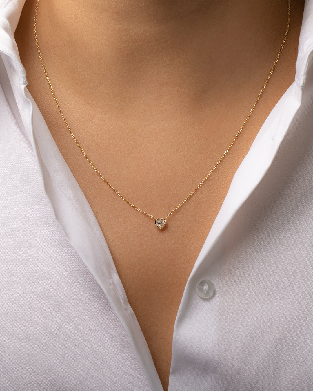 Heart Shape Diamond Bezel Necklace