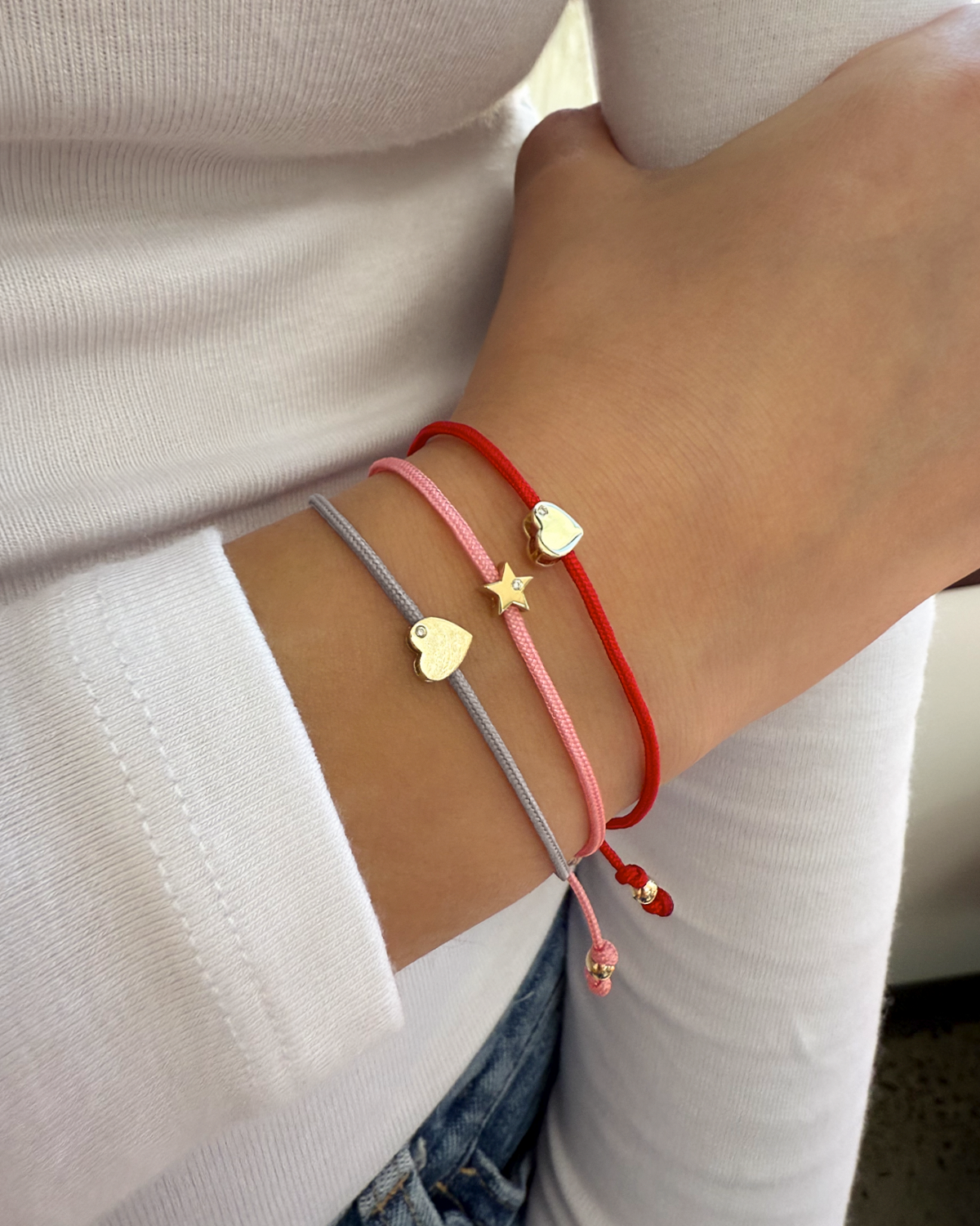 Heart with Diamond Fortune Bracelets - Mommy + Me Fortune Zoe Lev Jewelry