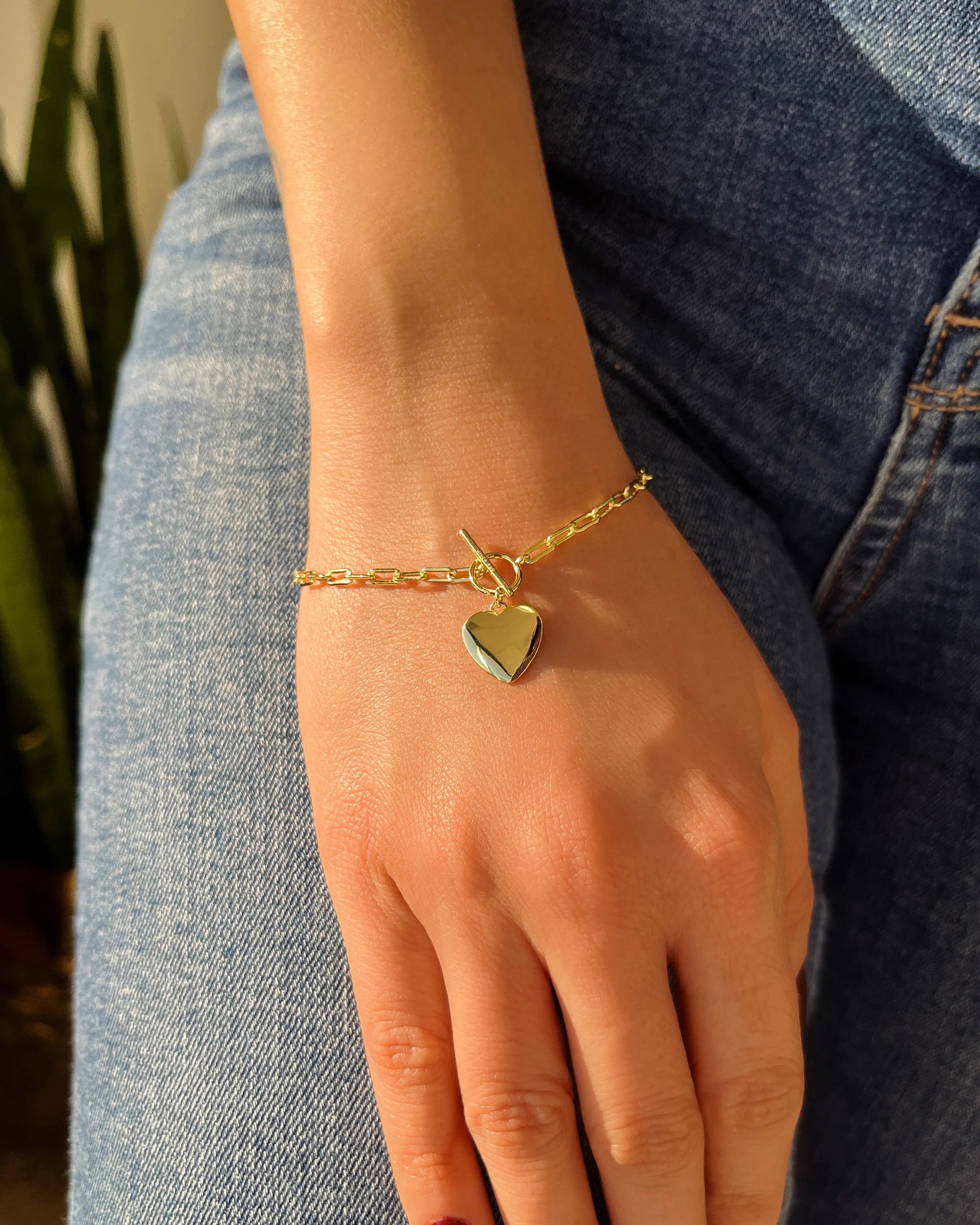 Toggle Heart Bracelet Vermeil Zoe Lev Jewelry