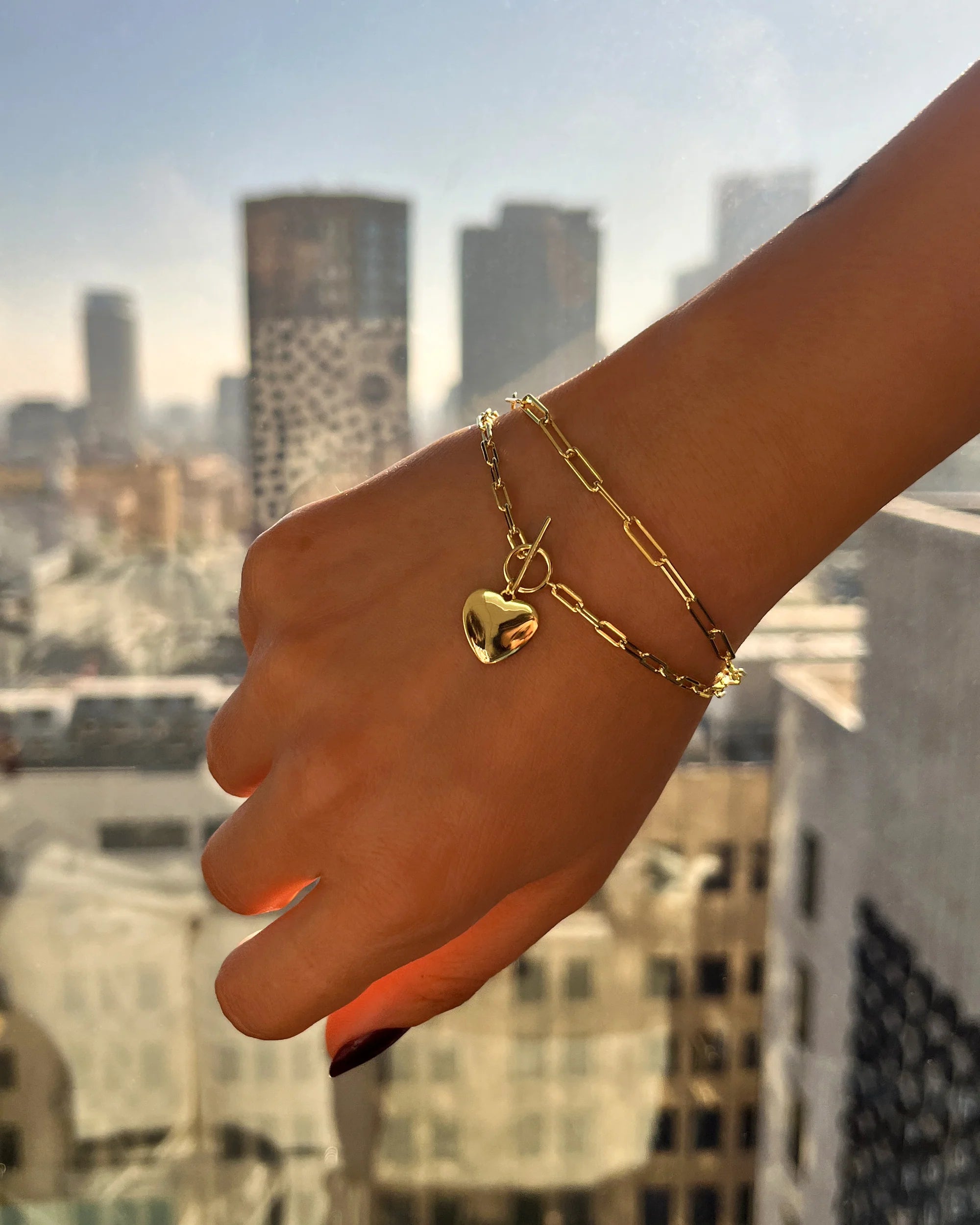 Toggle Heart Bracelet Vermeil Zoe Lev Jewelry