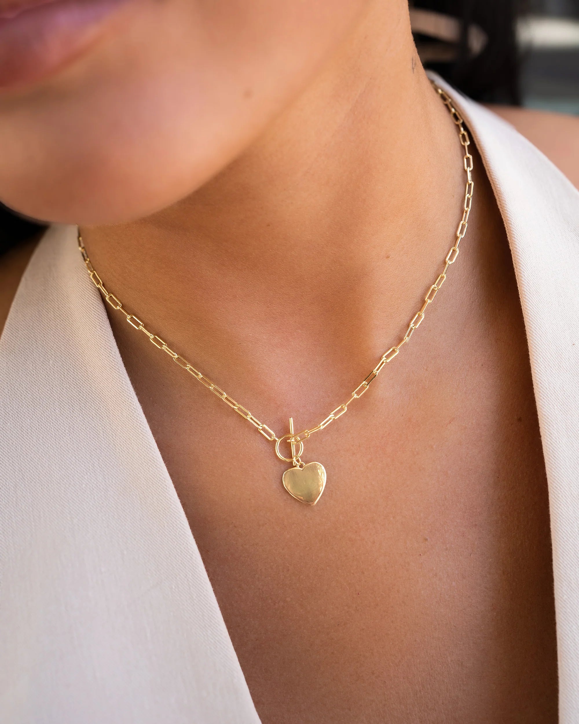 Toggle Heart Necklace Vermeil Zoe Lev Jewelry