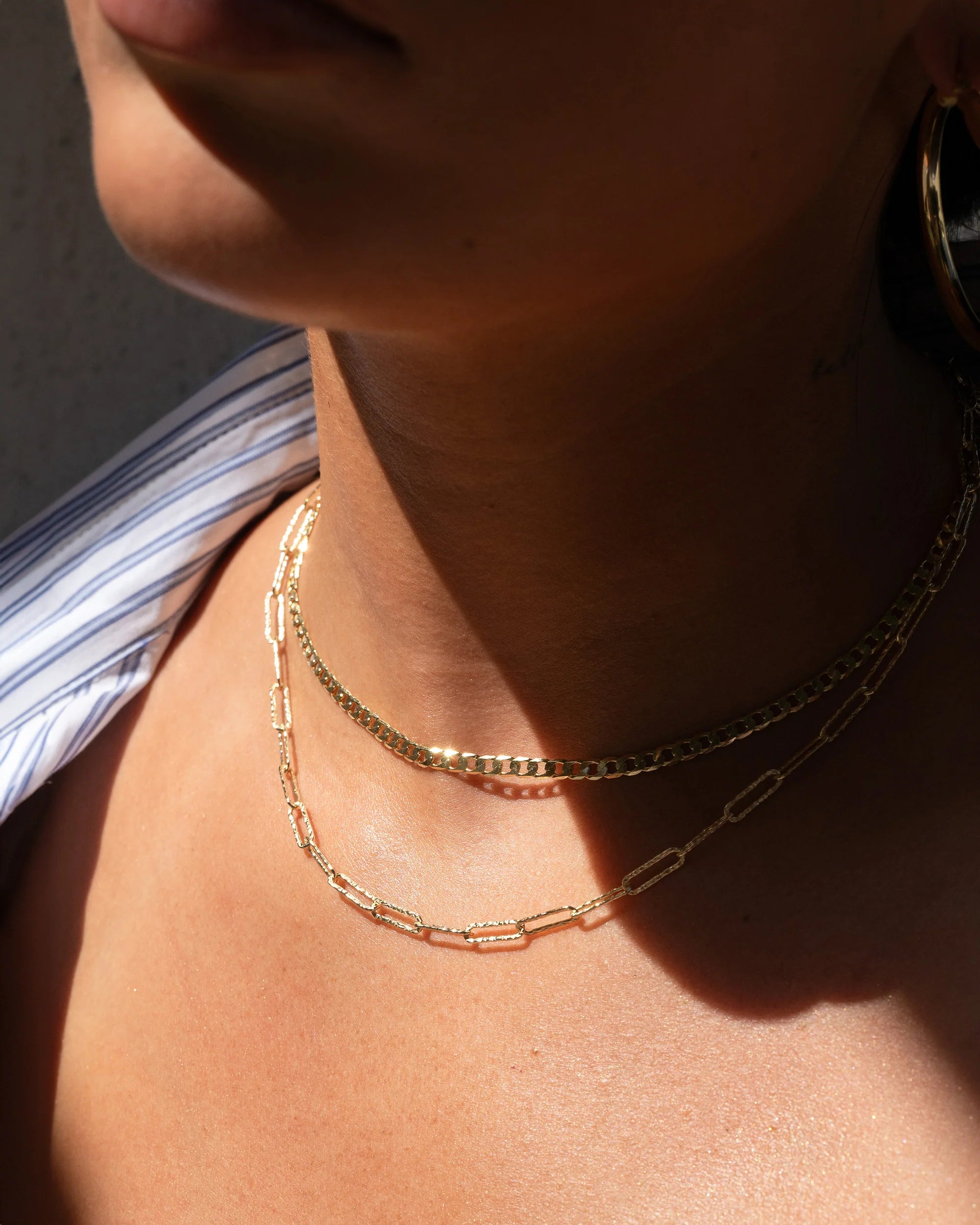 Textured Paper Clip Chain Necklace Vermeil Zoe Lev Jewelry