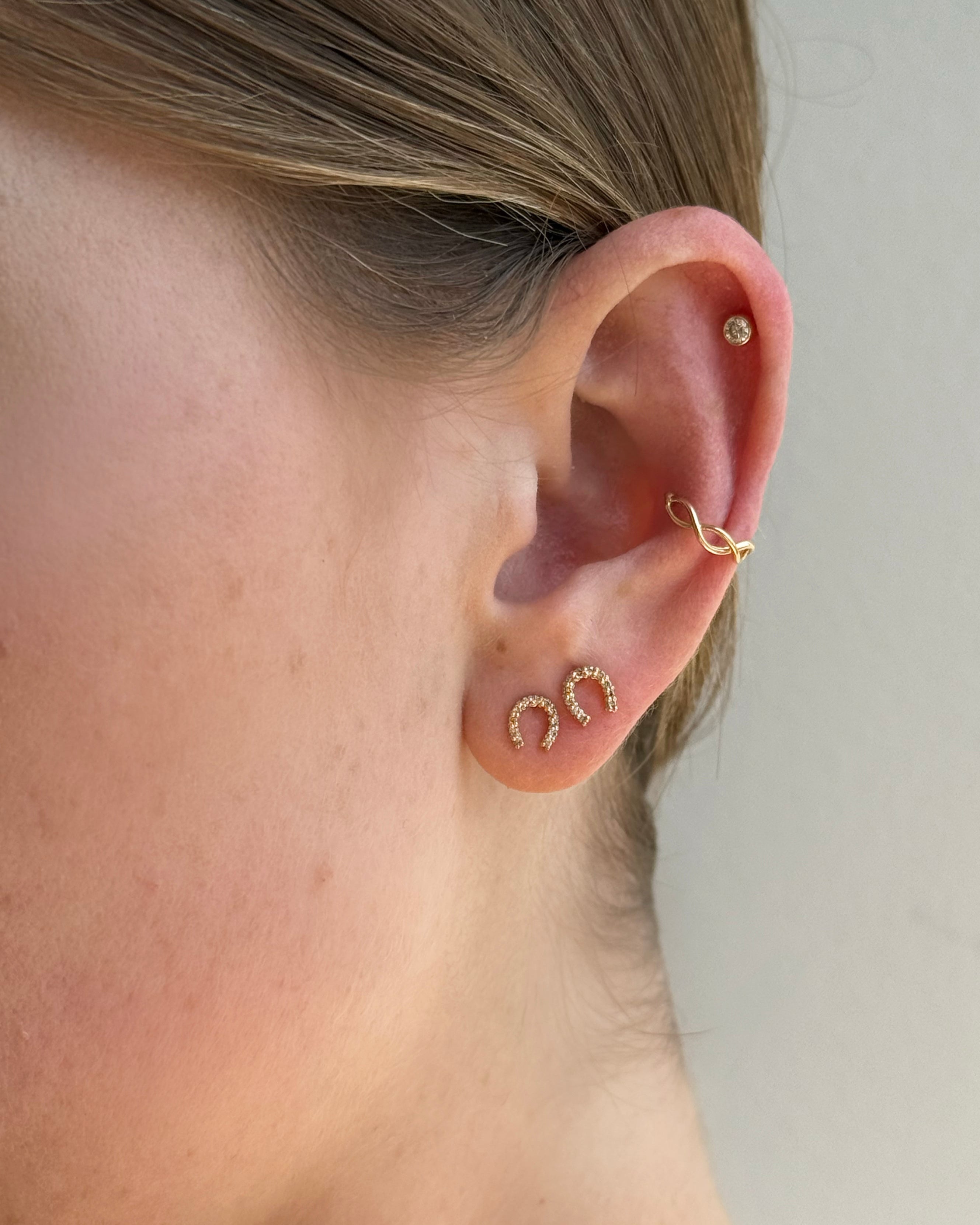 14k Diamond Horseshoe Studs Studs Zoe Lev Jewelry