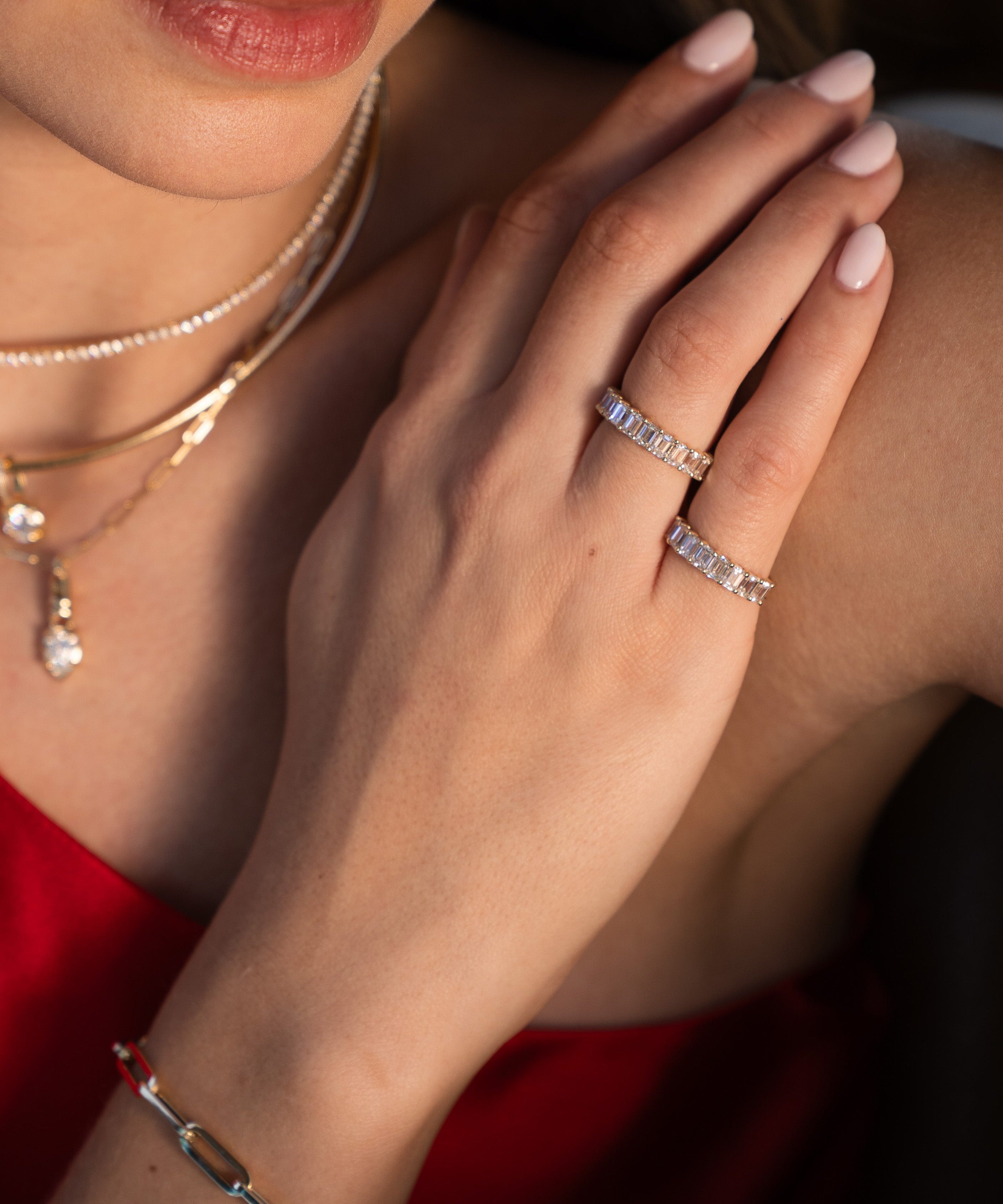 Lab Diamond Emerald Eternity Band Zoe Lev Jewelry