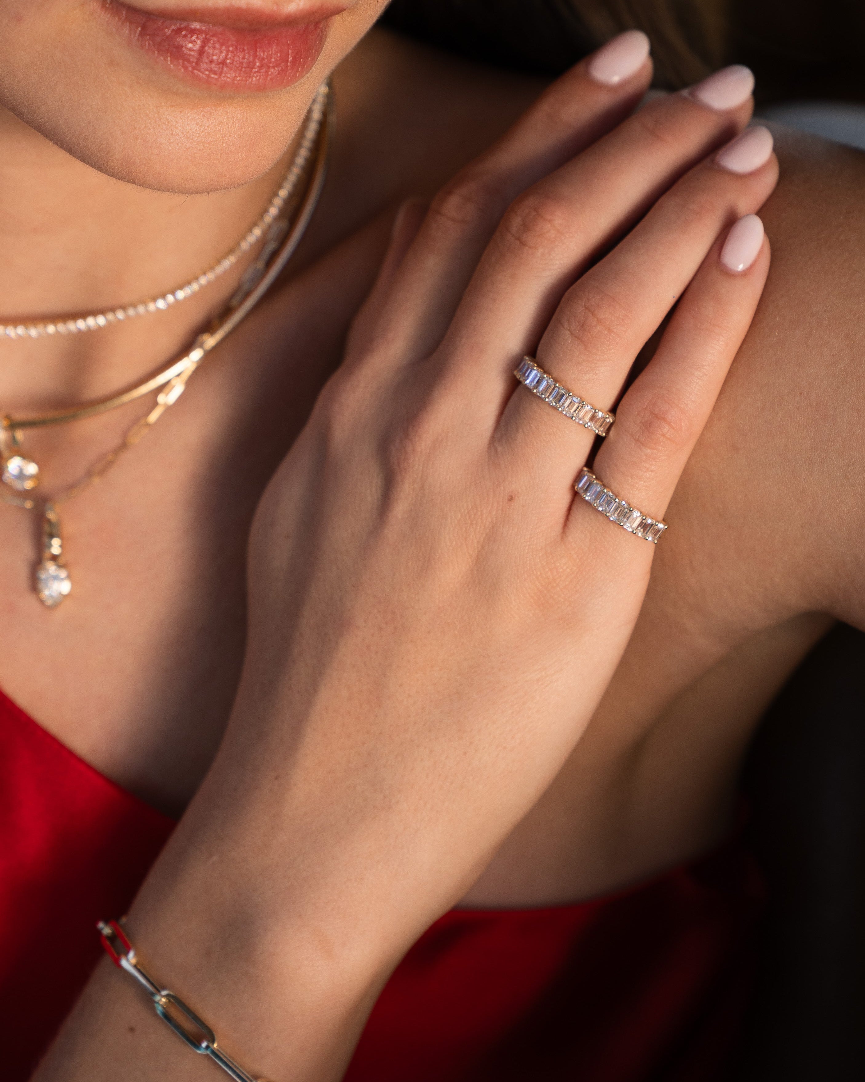 Lab Diamond Emerald Eternity Band Zoe Lev Jewelry