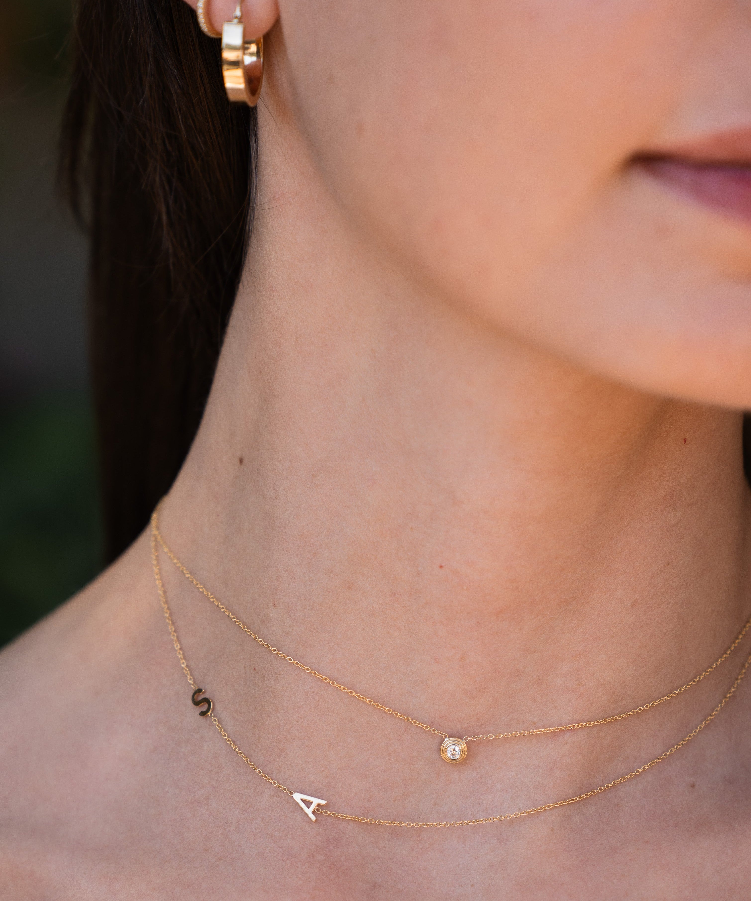 14k Gold Triple Birthstone Bezel Necklace Personalized Zoe Lev Jewelry