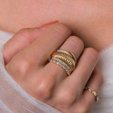 14K Gold Ribbed Dome Ring Zoe Lev Jewelry