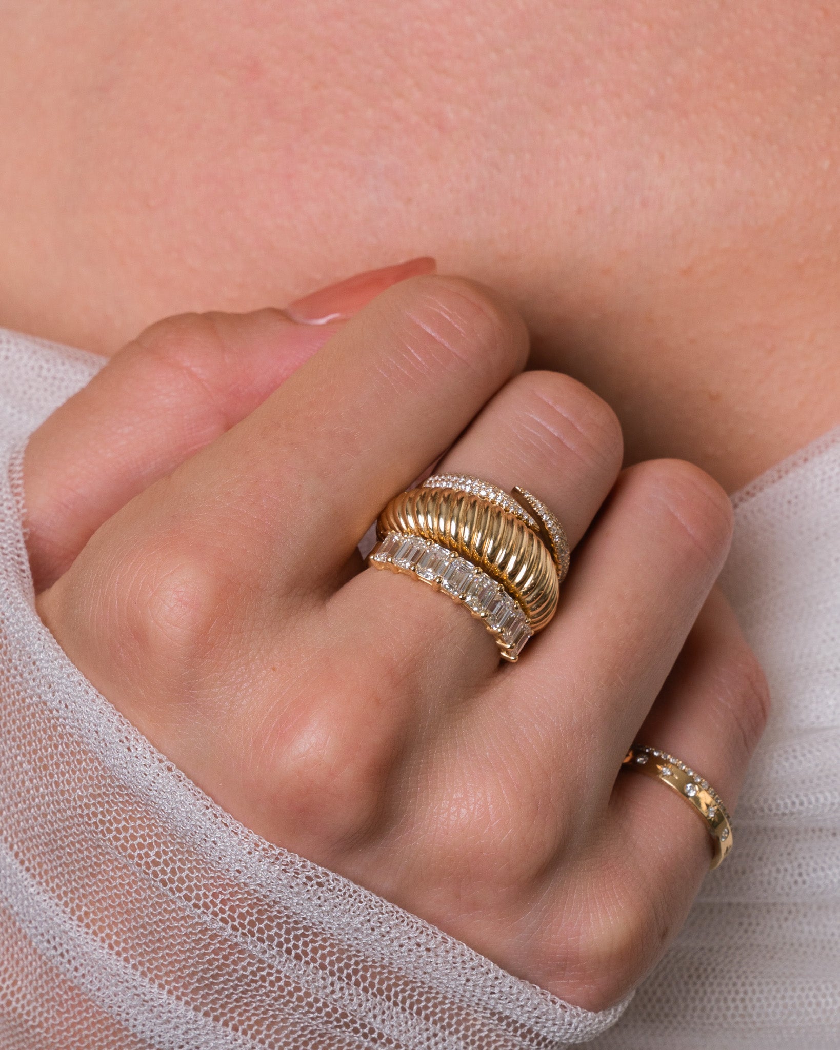 14K Gold Ribbed Dome Ring Zoe Lev Jewelry