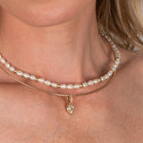 14K Gold Baroque Pearl Segment Necklace Zoe Lev Jewelry