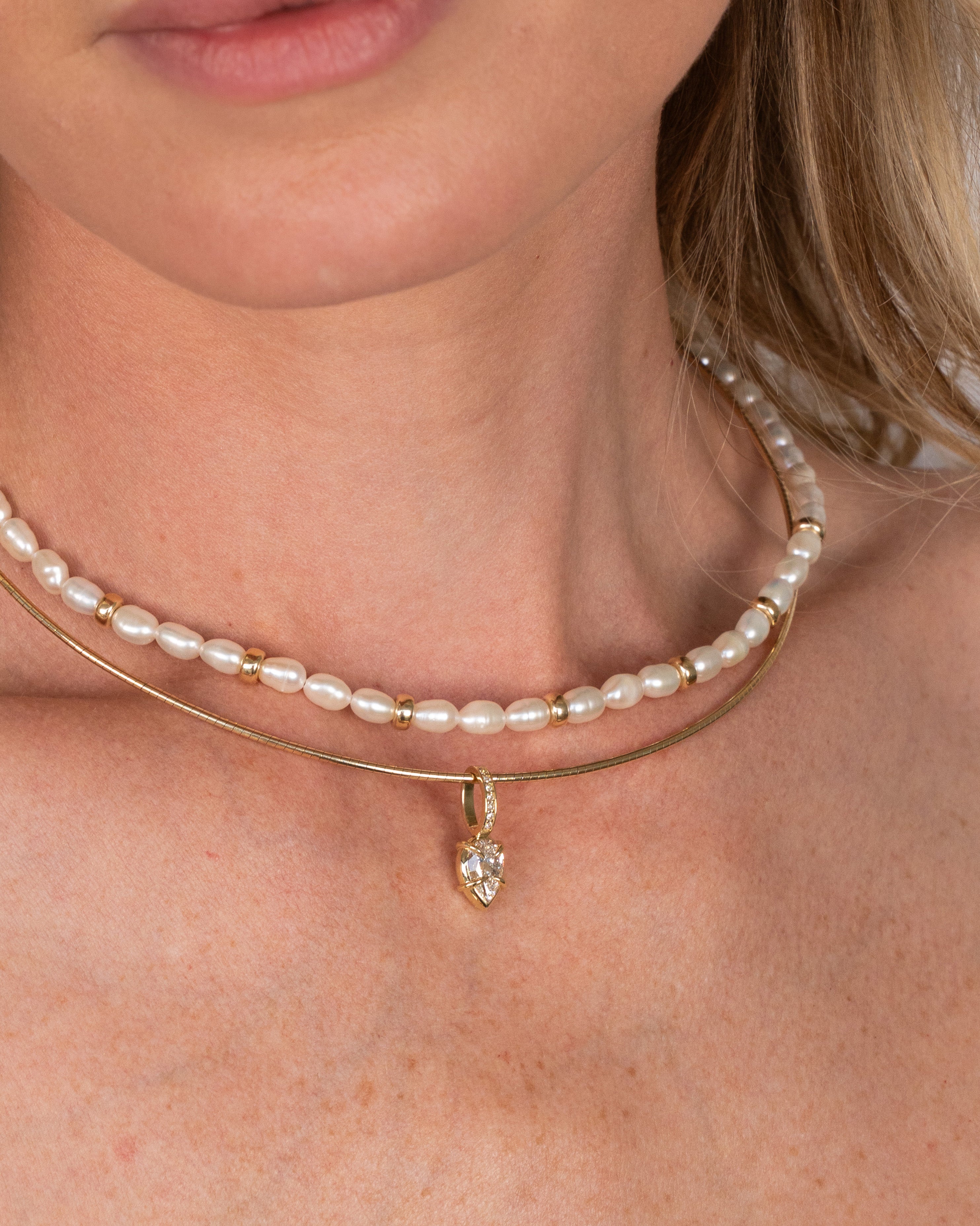 14K Gold Baroque Pearl Segment Necklace Zoe Lev Jewelry