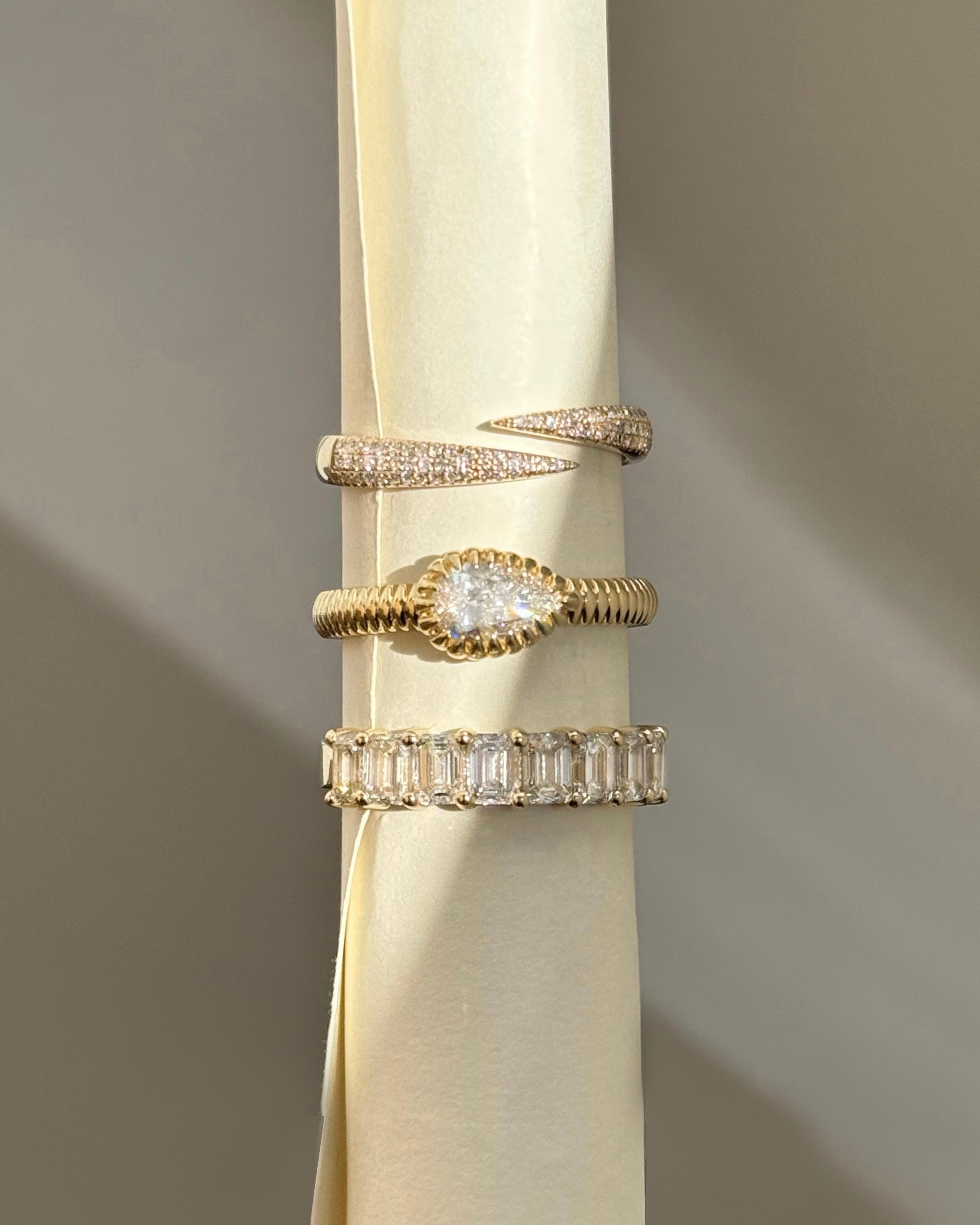 Lab Diamond Pear Pleated Ring Zoe Lev Jewelry