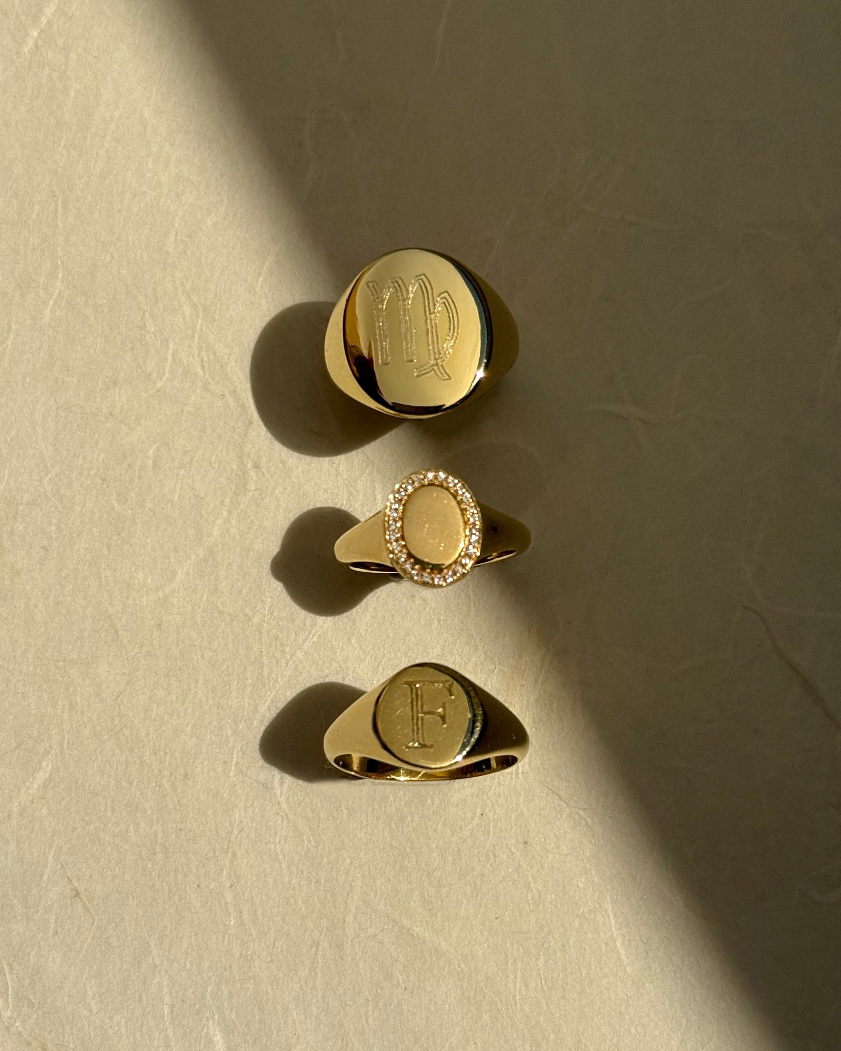 Large Zodiac Signet Ring Personalized Zoe Lev Jewelry