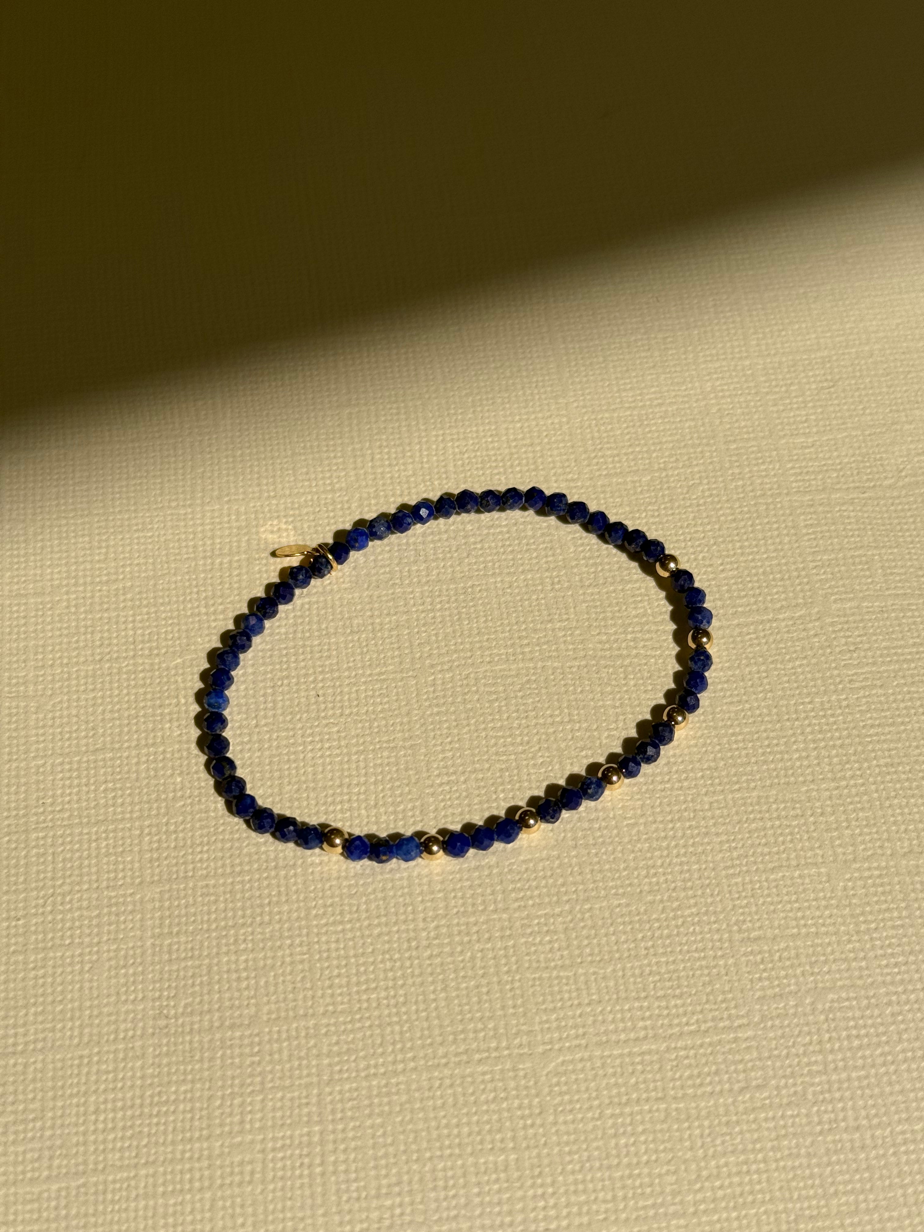 Blue Lapis Bracelet with Gold Bead Segments SAMPLE SALE Zoe Lev Jewelry