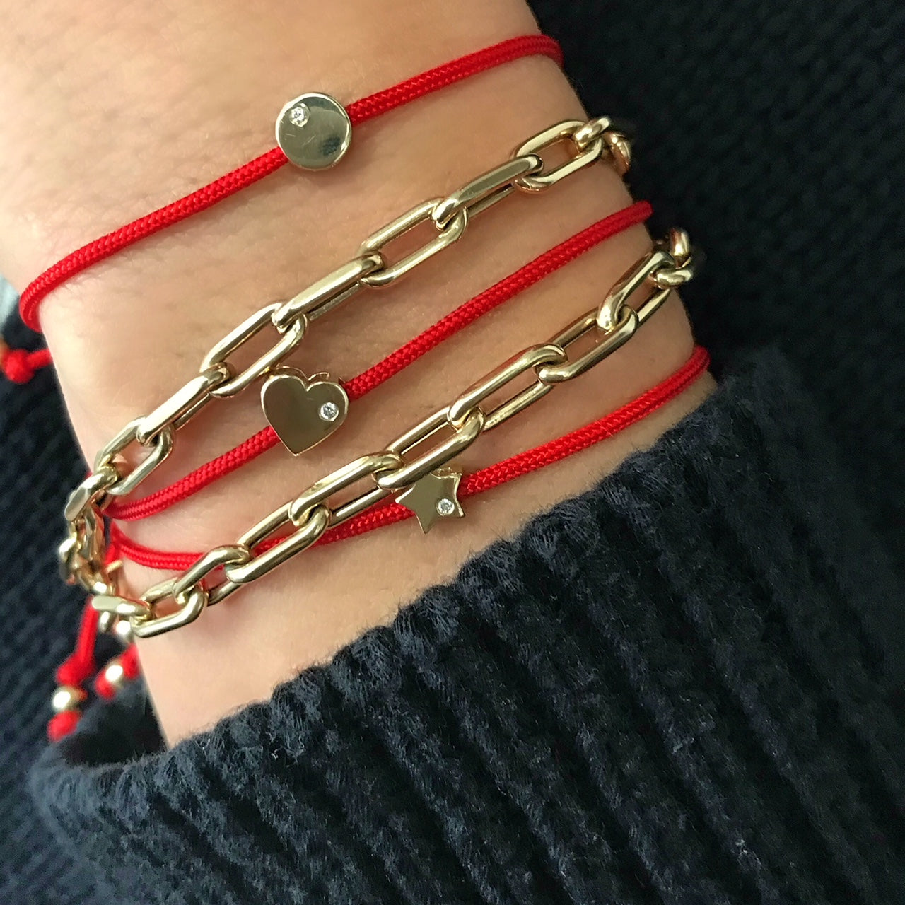 Heart with Diamond Fortune Bracelets - Mommy + Me Fortune Zoe Lev Jewelry